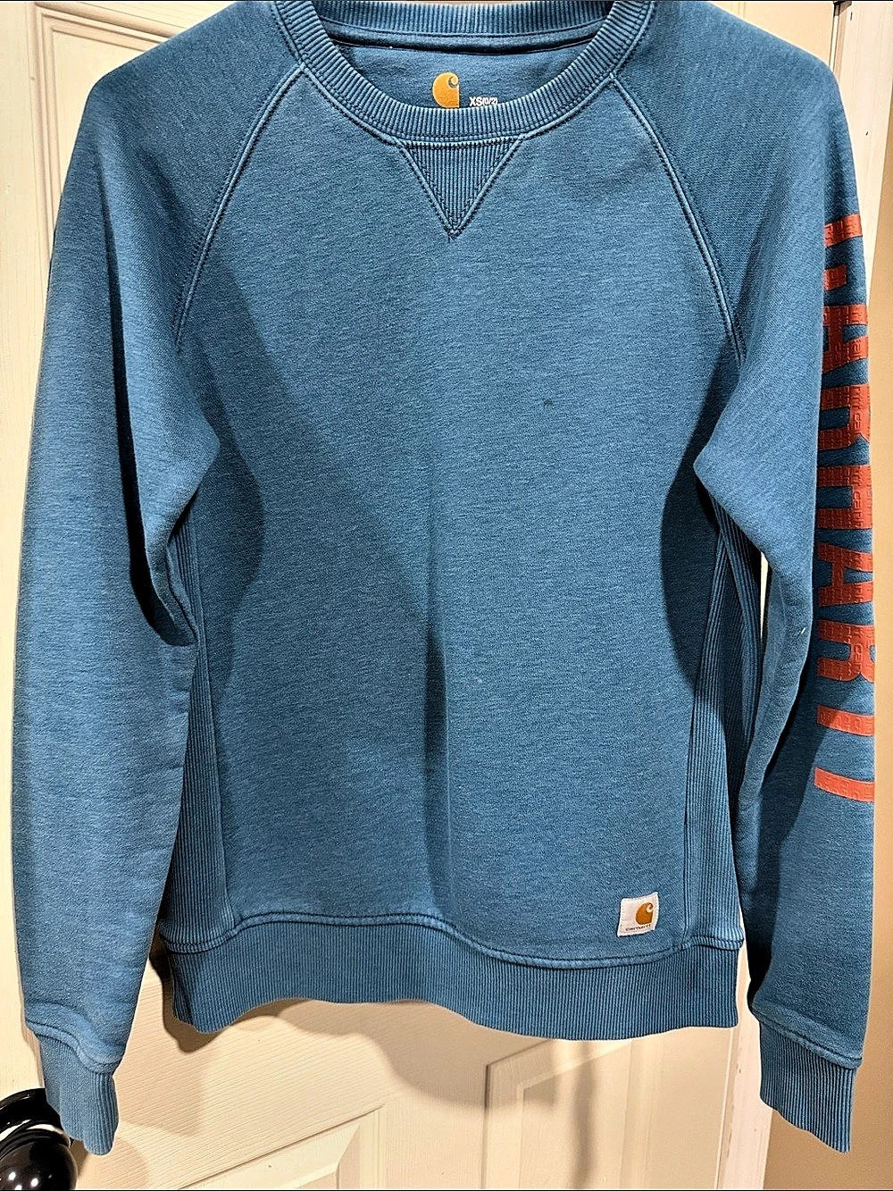 Carhartt Women's Relaxed Fit Midweight Crewneck Block Logo Sleeve Graphic